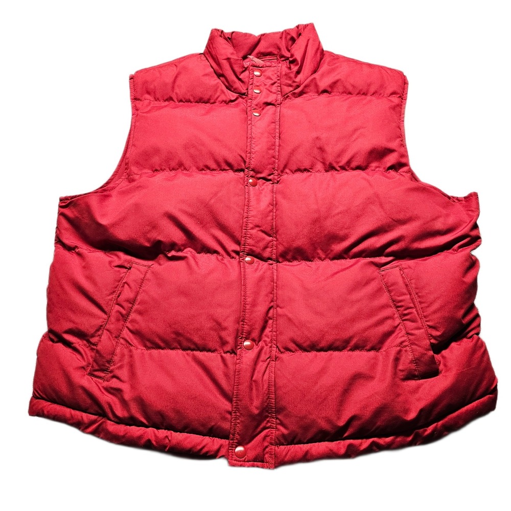 St. John's Bay Puffer Vest Men 2XL Red Lined Insulated Mock Neck Snap Inside Zip